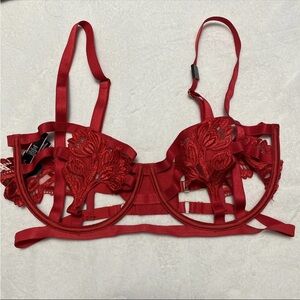 Victoria's Secret Very Sexy Strappy Embroidered Open Cup Balconet Bra 32C 36DD
